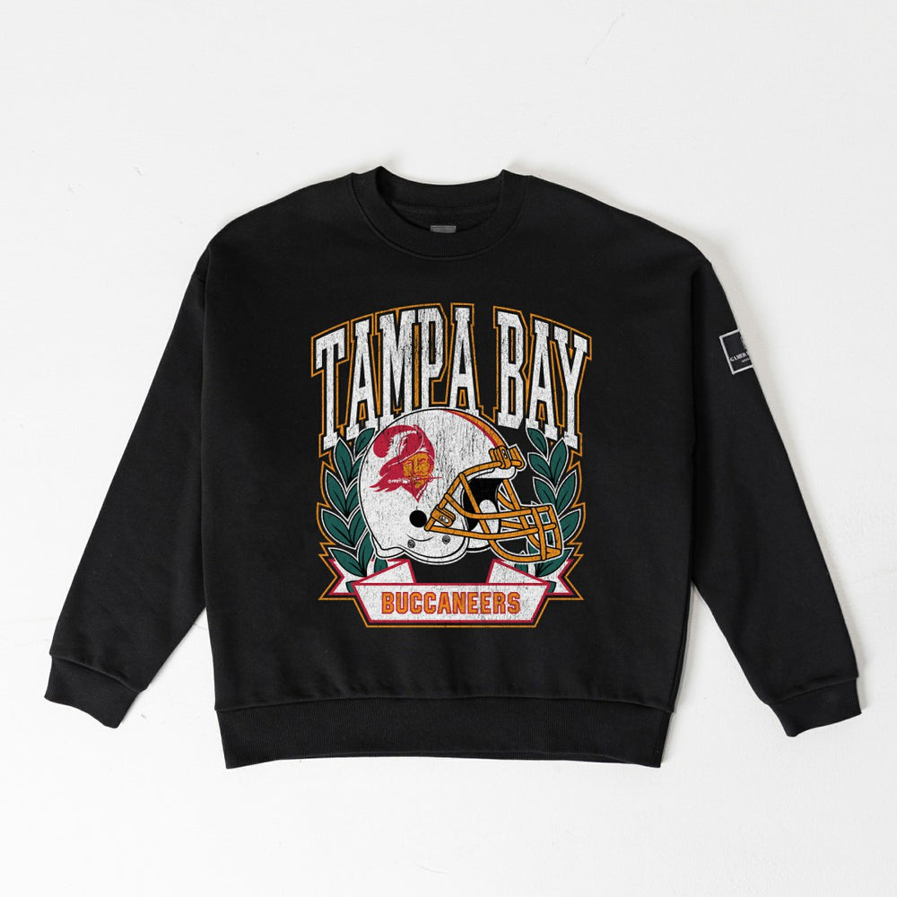 Tampa Bay Buccaneers Gameday Couture Women's Oversized Victory Lane Black Label Premium Fleece Sweatshirt - Black Sweatshirts