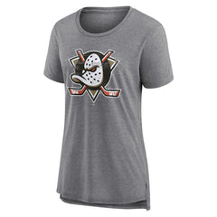 Anaheim Ducks Women's Heritage Custom Tri-Blend T-Shirt - Gray | US 203467397