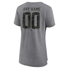 Anaheim Ducks Women's Heritage Custom Tri-Blend T-Shirt - Gray | US 203467397