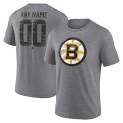 Boston Bruins Heritage Custom Tri-Blend T-Shirt - Gray | US 203467398