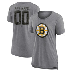 Boston Bruins Women's Heritage Custom Tri-Blend T-Shirt - Gray | US 203467399