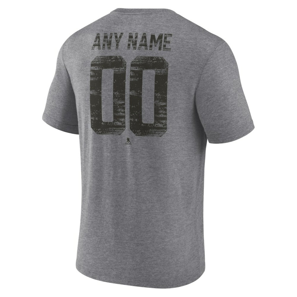 Calgary Flames Heritage Custom Tri-Blend T-Shirt - Gray | US 203467402