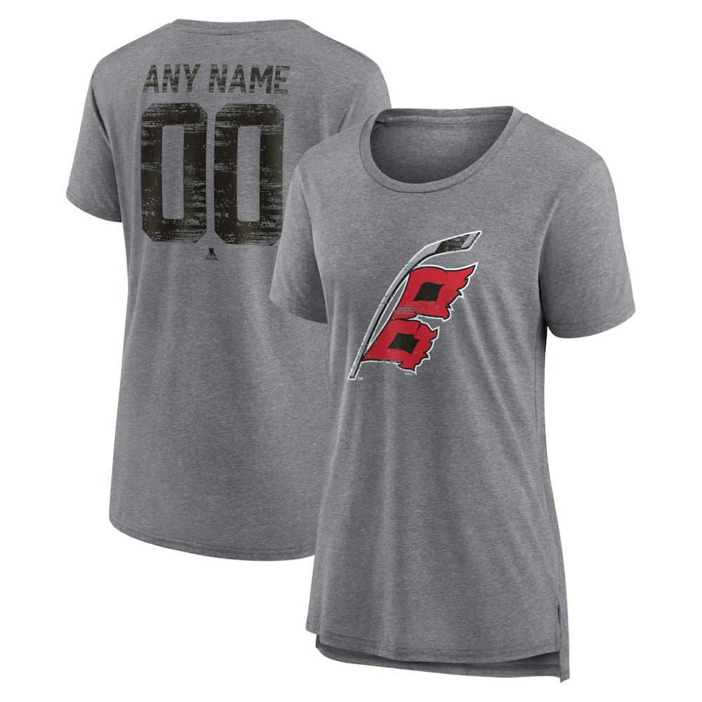 Carolina Hurricanes Women's Heritage Custom Tri-Blend T-Shirt - Gray | US 203467405