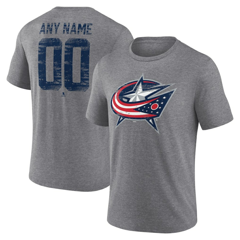 Columbus Blue Jackets Heritage Custom Tri-Blend T-Shirt - Gray | US 203467410