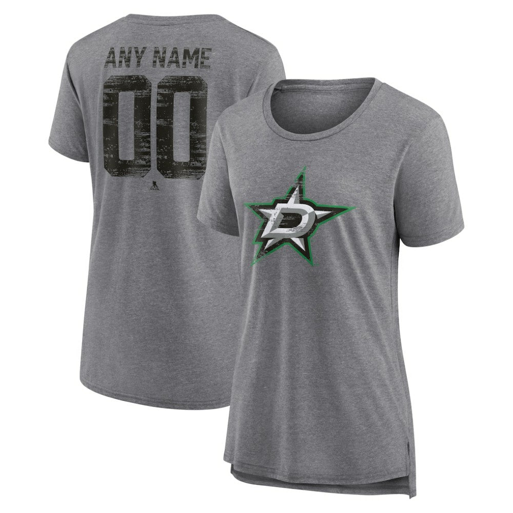 Dallas Stars Women's Heritage Custom Tri-Blend T-Shirt - Gray | US 203467413
