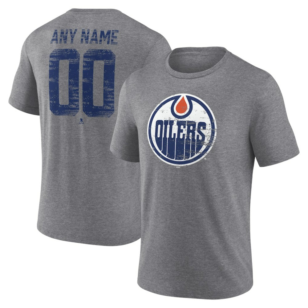 Edmonton Oilers Heritage Custom Tri-Blend T-Shirt - Gray | US 203467416