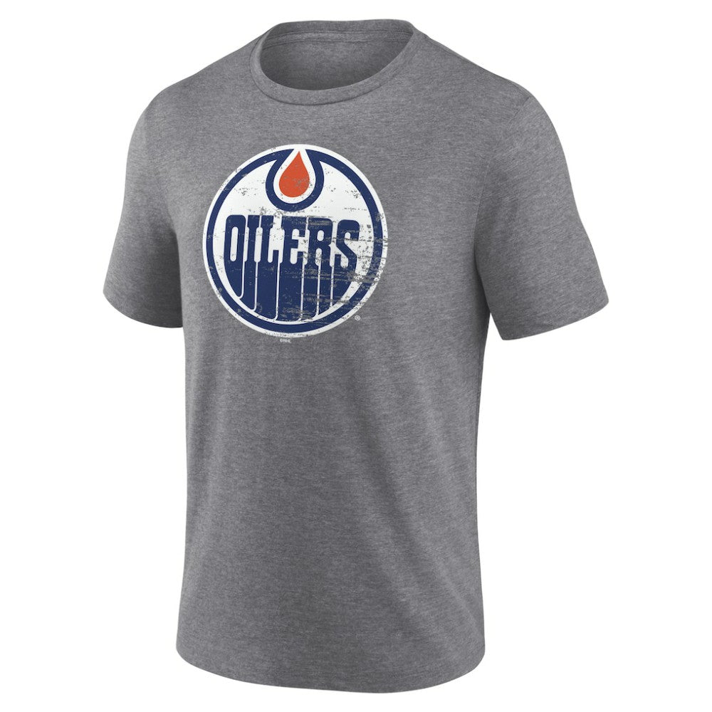 Edmonton Oilers Heritage Custom Tri-Blend T-Shirt - Gray | US 203467416
