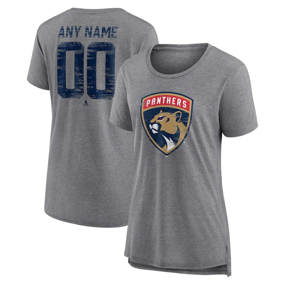 Florida Panthers Women's Heritage Custom Tri-Blend T-Shirt - Gray | US 203467419
