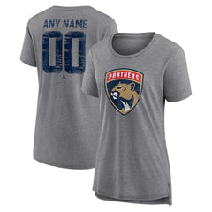 Florida Panthers Women's Heritage Custom Tri-Blend T-Shirt - Gray | US 203467419