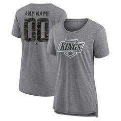 Los Angeles Kings Women's Heritage Custom Tri-Blend T-Shirt - Gray | US 203467421