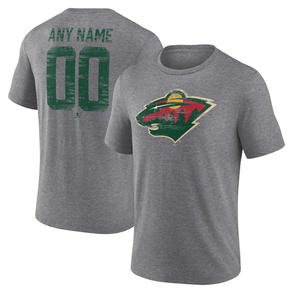Minnesota Wild Heritage Custom Tri-Blend T-Shirt - Gray | US 203467422
