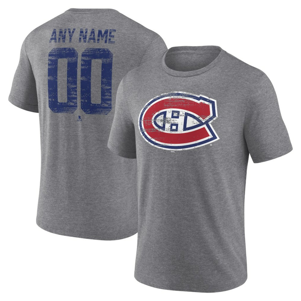 Montreal Canadiens Heritage Custom Tri-Blend T-Shirt - Gray | US 203467424