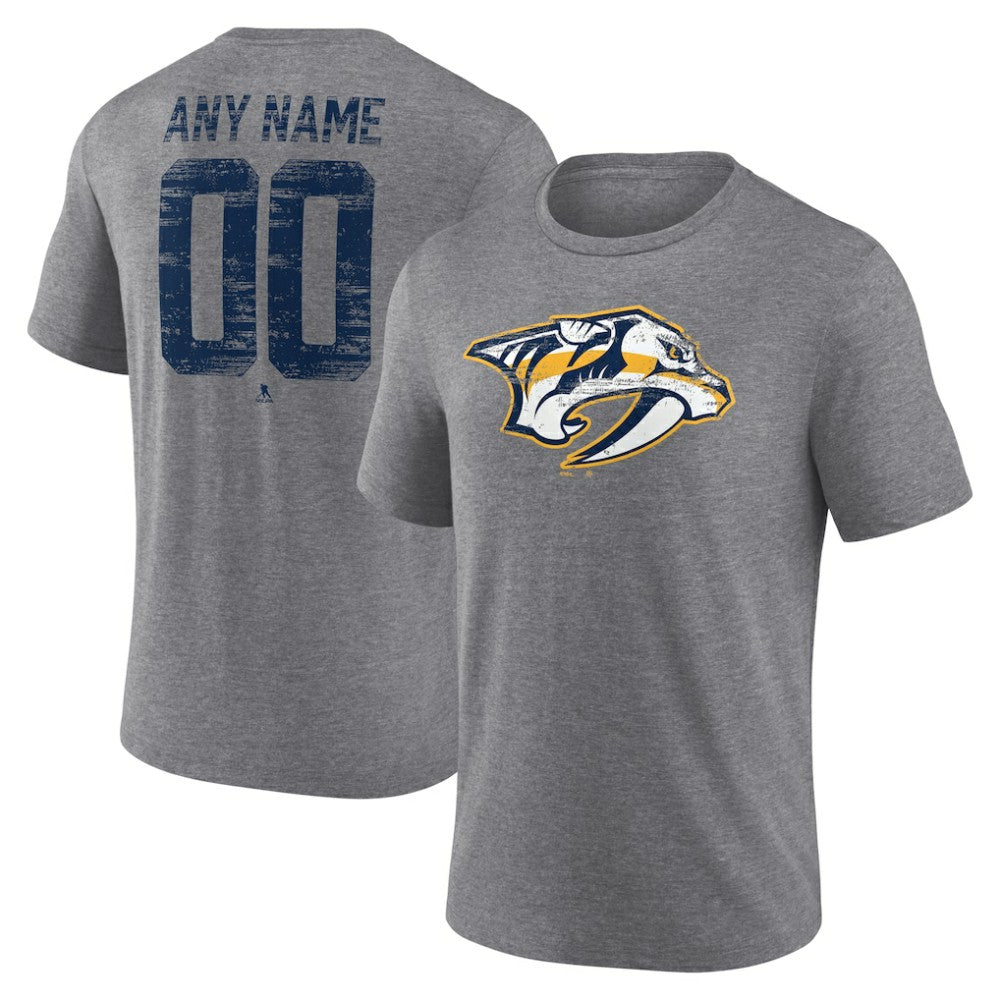 Nashville Predators Heritage Custom Tri-Blend T-Shirt - Gray | US 203467426