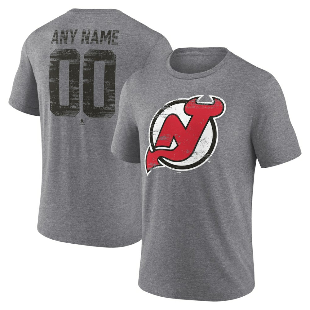 New Jersey Devils Heritage Custom Tri-Blend T-Shirt - Gray | US 203467428