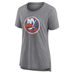 New York Islanders Women's Heritage Custom Tri-Blend T-Shirt - Gray | US 203467431
