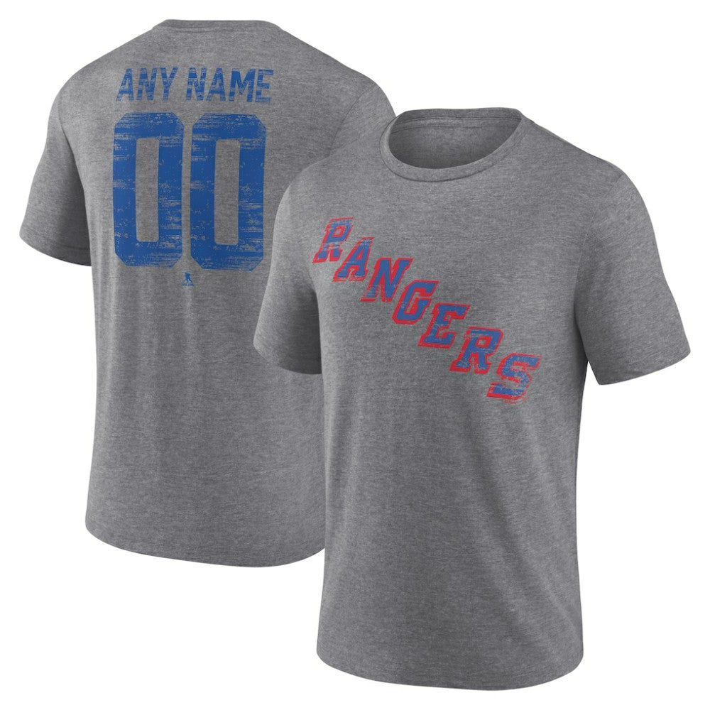 New York Rangers Heritage Custom Tri-Blend T-Shirt - Gray | US 203467432