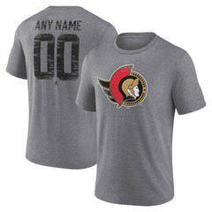 Ottawa Senators Heritage Custom Tri-Blend T-Shirt - Gray | US 203467434