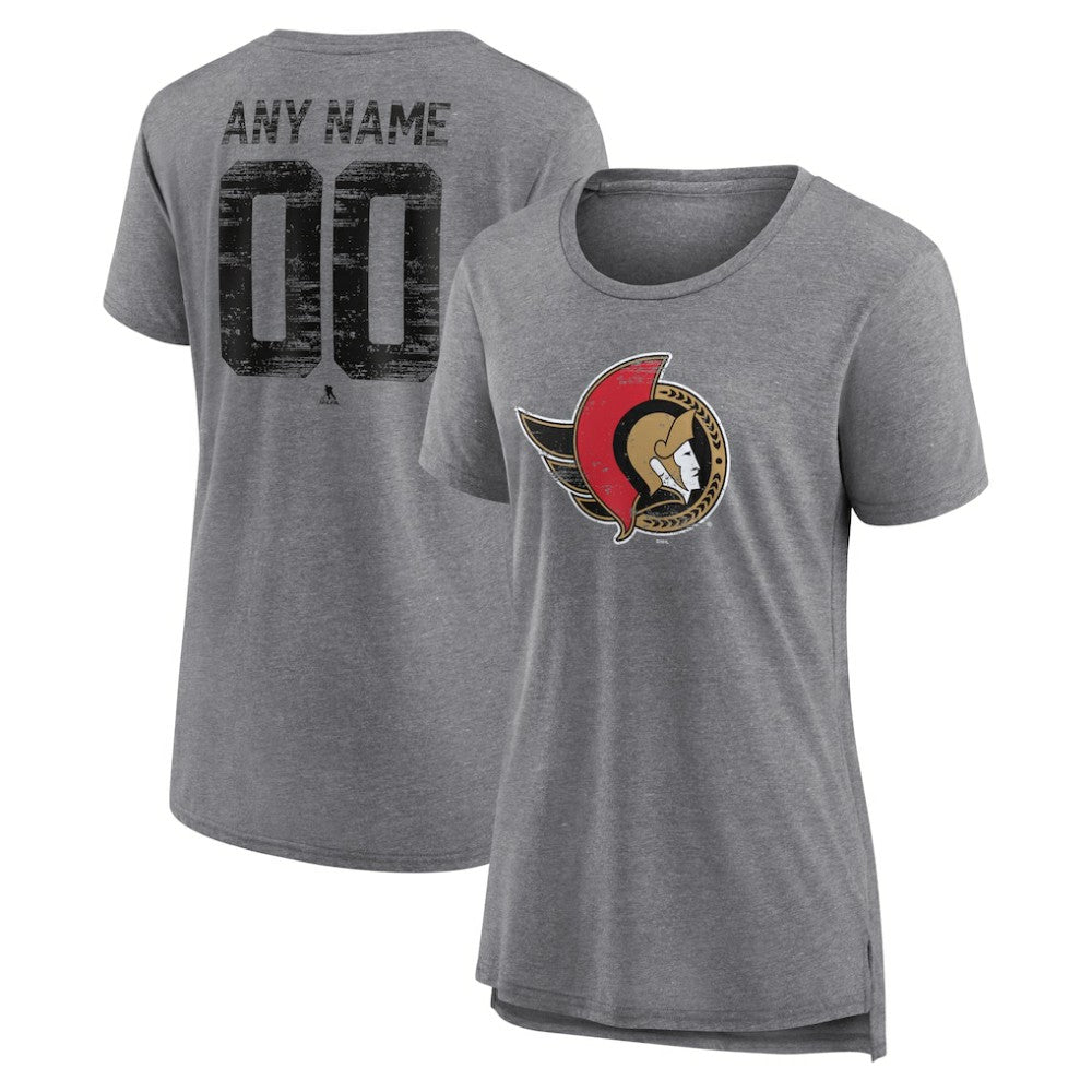 Ottawa Senators Women's Heritage Custom Tri-Blend T-Shirt - Gray | US 203467435