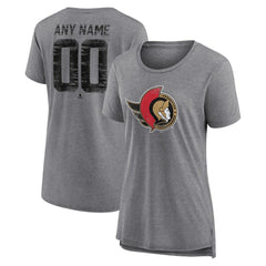Ottawa Senators Women's Heritage Custom Tri-Blend T-Shirt - Gray | US 203467435