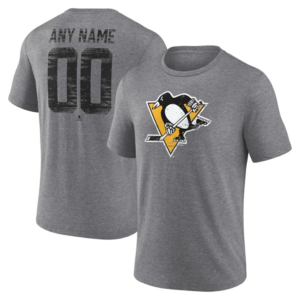 Pittsburgh Penguins Heritage Custom Tri-Blend T-Shirt - Gray | US 203467438