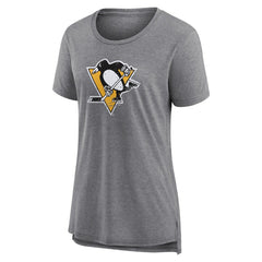 Pittsburgh Penguins Women's Heritage Custom Tri-Blend T-Shirt - Gray | US 203467439