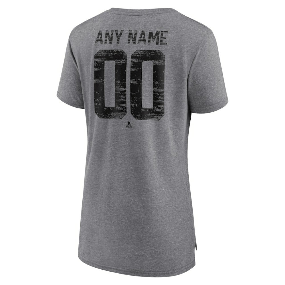 Pittsburgh Penguins Women's Heritage Custom Tri-Blend T-Shirt - Gray | US 203467439