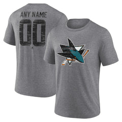San Jose Sharks Heritage Custom Tri-Blend T-Shirt - Gray | US 203467440