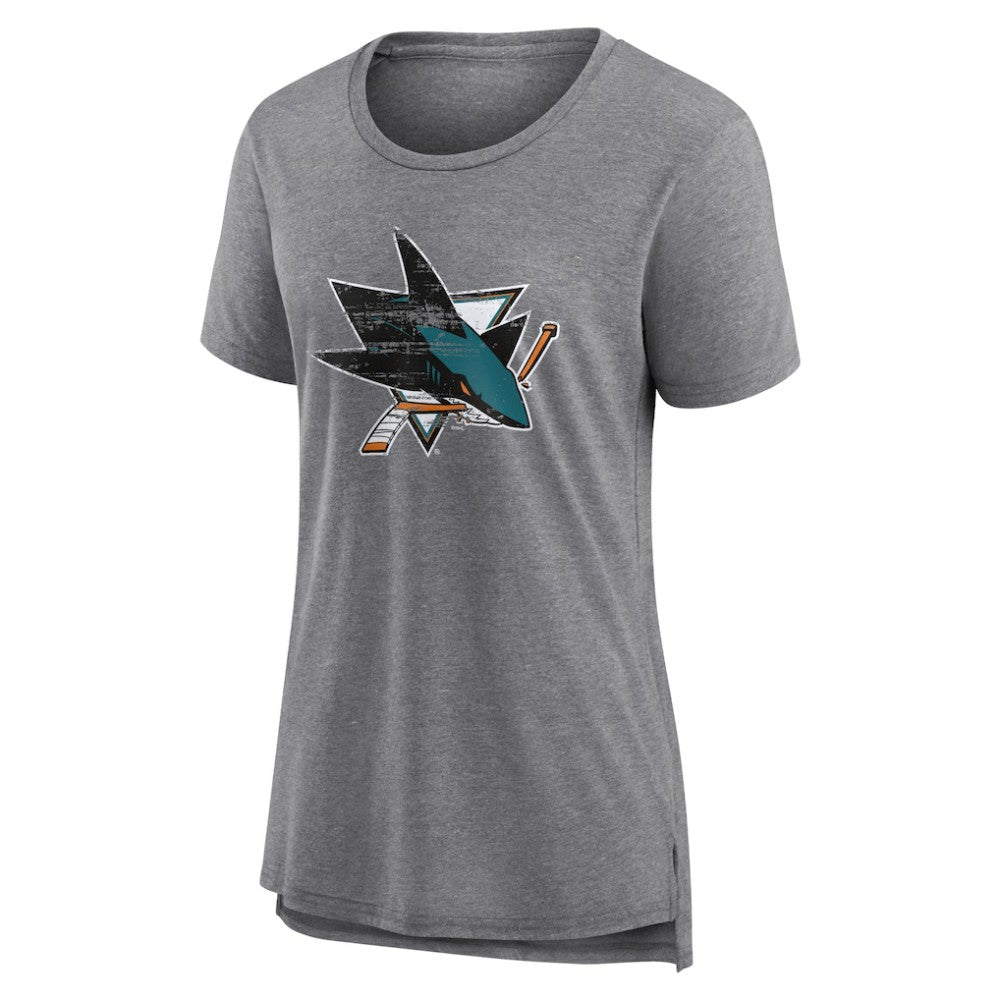 San Jose Sharks Women's Heritage Custom Tri-Blend T-Shirt - Gray | US 203467441
