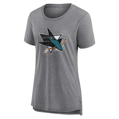 San Jose Sharks Women's Heritage Custom Tri-Blend T-Shirt - Gray | US 203467441