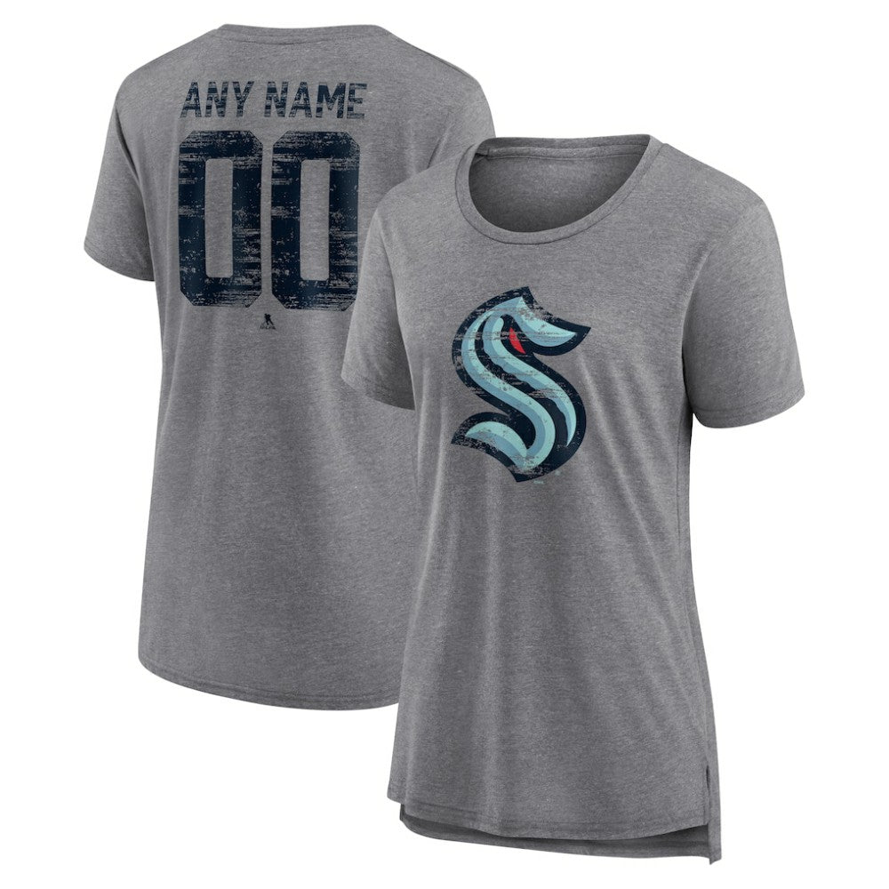 Seattle Kraken Women's Heritage Custom Tri-Blend T-Shirt - Gray | US 203467443