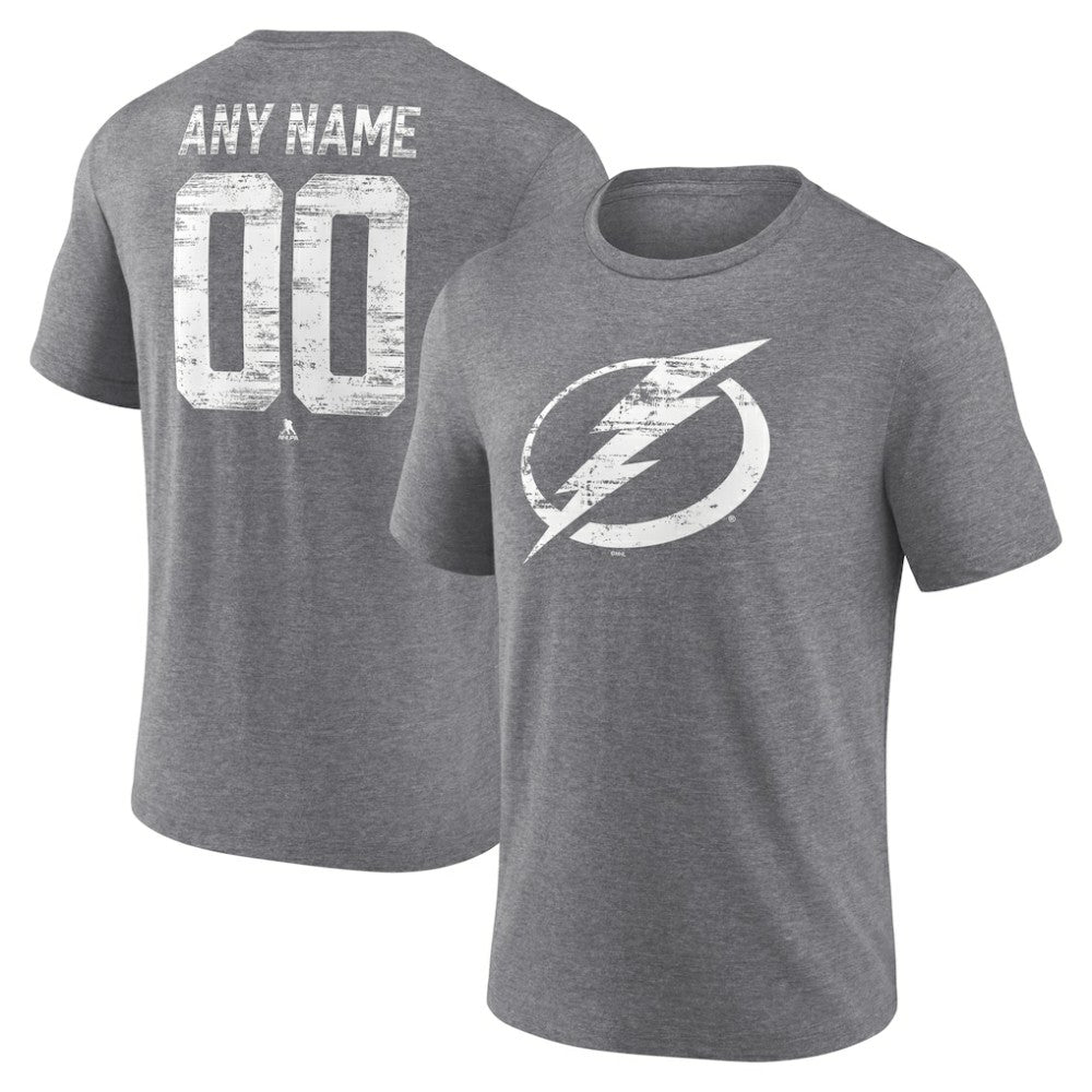 Tampa Bay Lightning Heritage Custom Tri-Blend T-Shirt - Gray | US 203467446