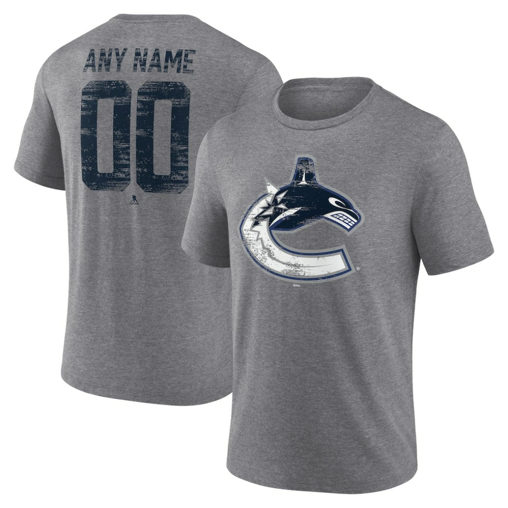 Vancouver Canucks Heritage Custom Tri-Blend T-Shirt - Gray | US 203467452