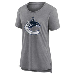 Vancouver Canucks Women's Heritage Custom Tri-Blend T-Shirt - Gray | US 203467453