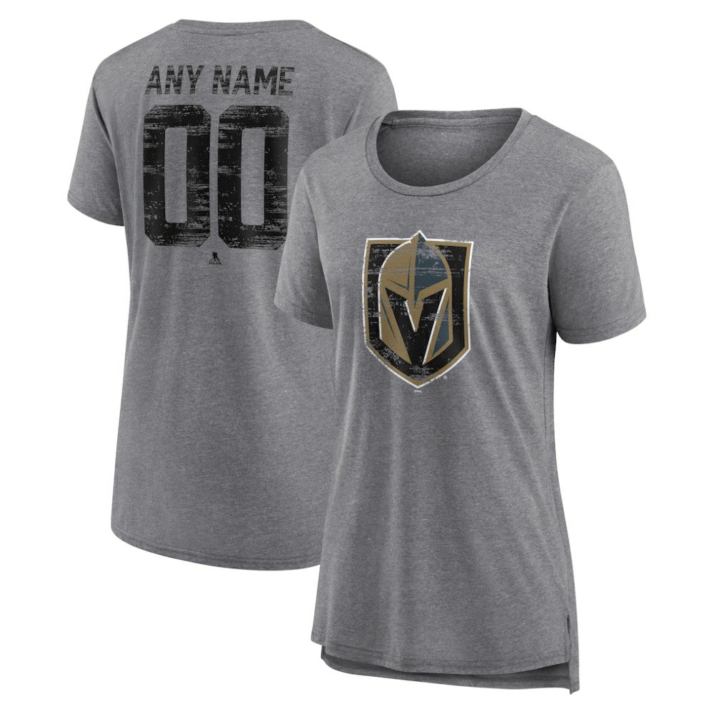 Vegas Golden Knights Women's Heritage Custom Tri-Blend T-Shirt - Gray | US 203467455