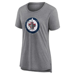 Winnipeg Jets Women's Heritage Custom Tri-Blend T-Shirt - Gray | US 203467459