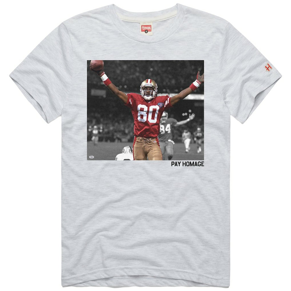 Jerry Rice San Francisco 49ers Homage Unisex Pay Homage Tri-Blend T-Shirt - Ash T-shirts