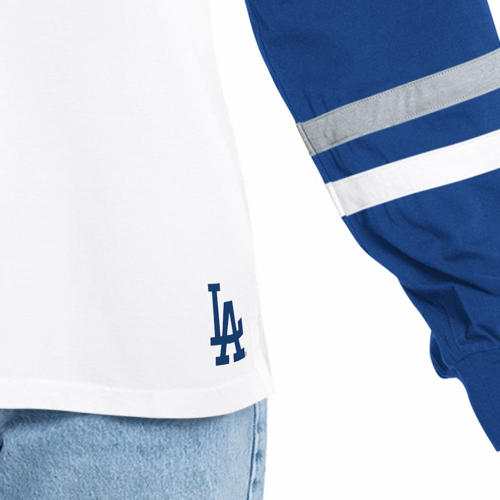Los Angeles Dodgers G-III 4Her by Carl Banks Women's Key Player Oversized Hooded Long Sleeve T-Shirt - White/Royal T-shirts