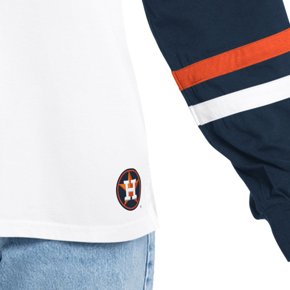 Houston Astros G-III 4Her by Carl Banks Women's Key Player Oversized Hooded Long Sleeve T-Shirt - White/Navy T-shirts