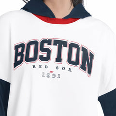 Boston Red Sox G-III 4Her by Carl Banks Women's Key Player Oversized Hooded Long Sleeve T-Shirt - White/Navy T-shirts