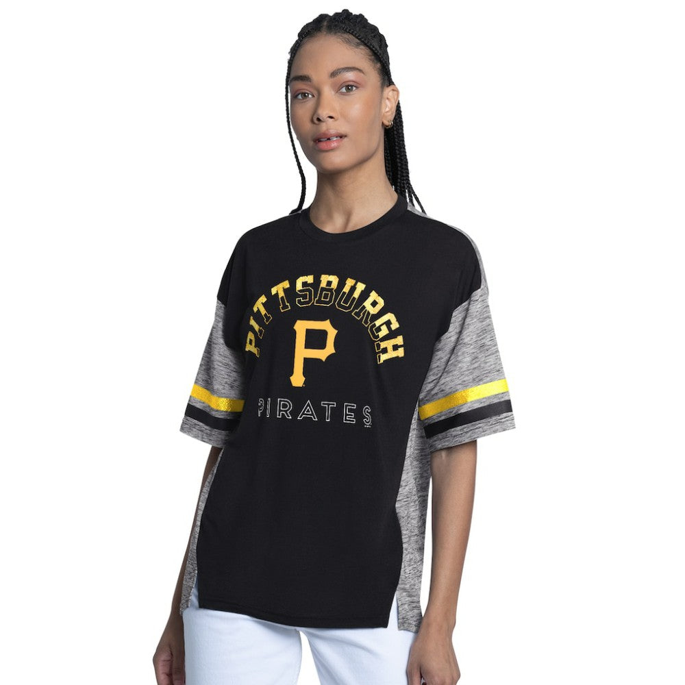 Pittsburgh Pirates G-III 4Her by Carl Banks Women's Off-Season Oversized Top - Black Tops