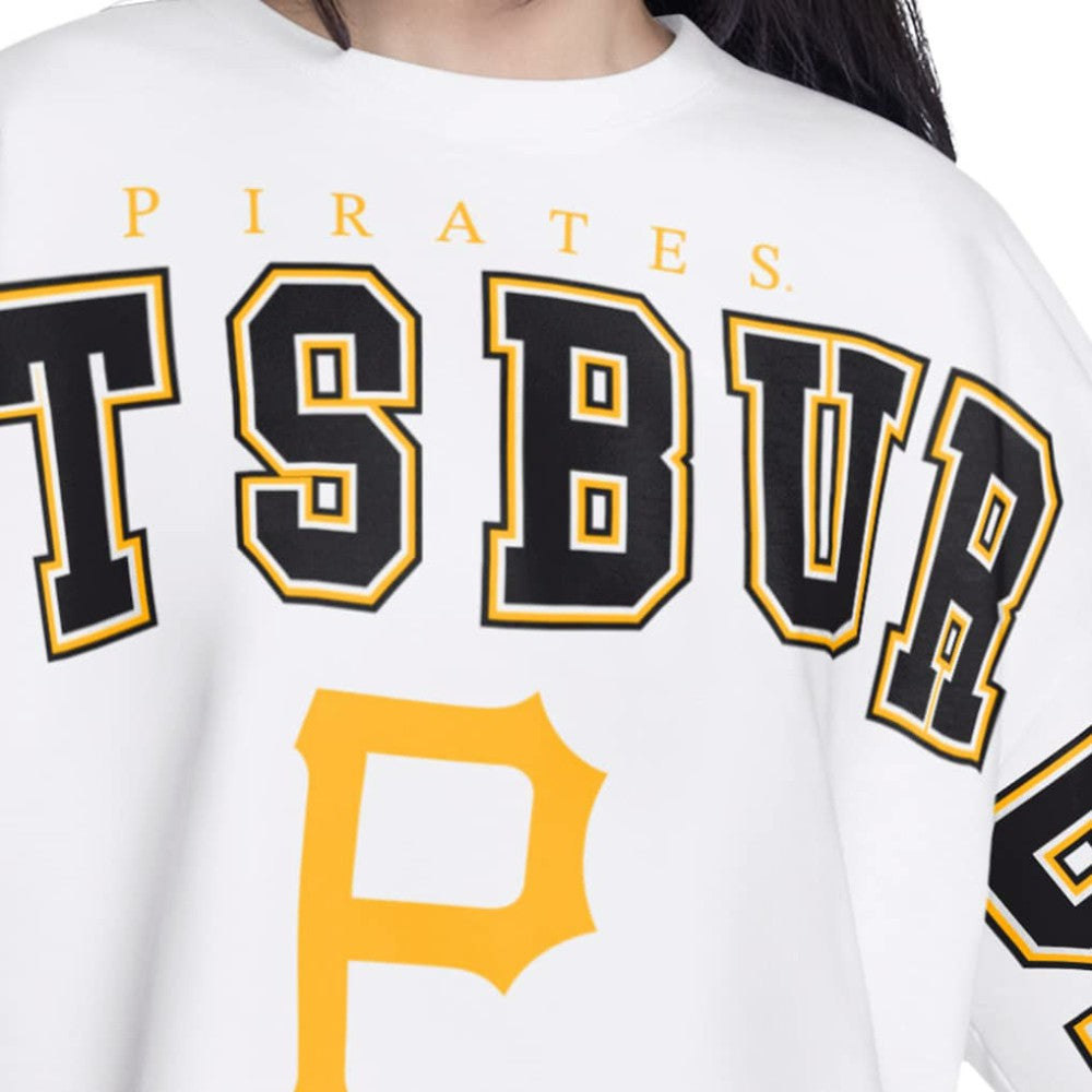 Pittsburgh Pirates G-III 4Her by Carl Banks Women's Bleachers Cropped Pullover Sweatshirt - White Pullover