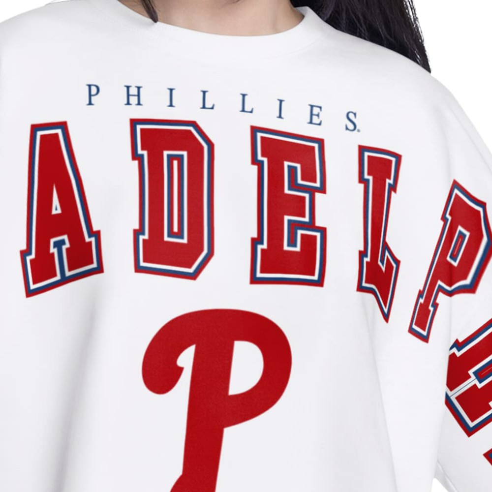 Philadelphia Phillies G-III 4Her by Carl Banks Women's Bleachers Cropped Pullover Sweatshirt - White Pullover