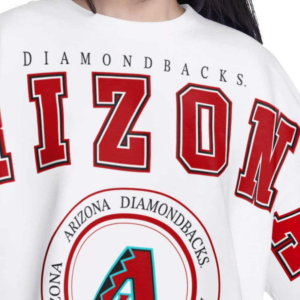 Arizona Diamondbacks G-III 4Her by Carl Banks Women's Bleachers Cropped Pullover Sweatshirt - White Pullover