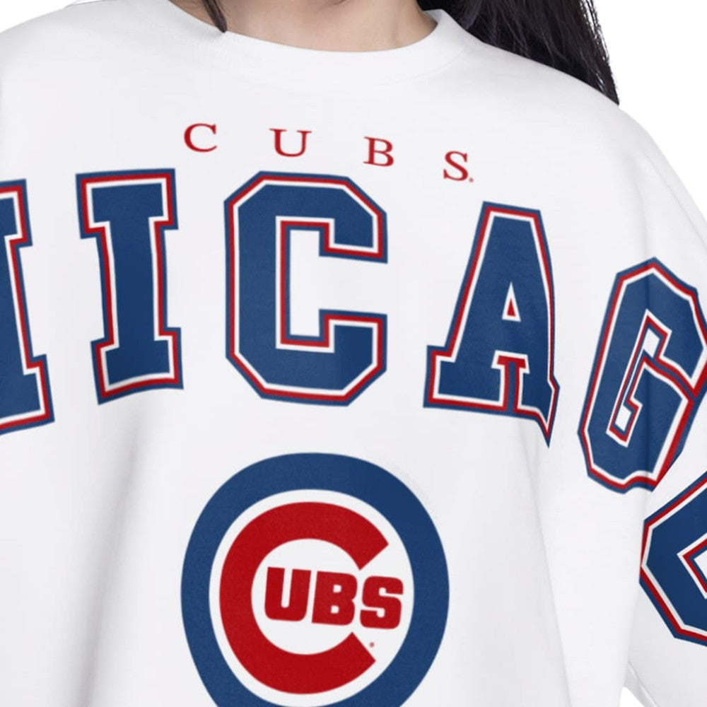 Chicago Cubs G-III 4Her by Carl Banks Women's Bleachers Cropped Pullover Sweatshirt - White Pullover