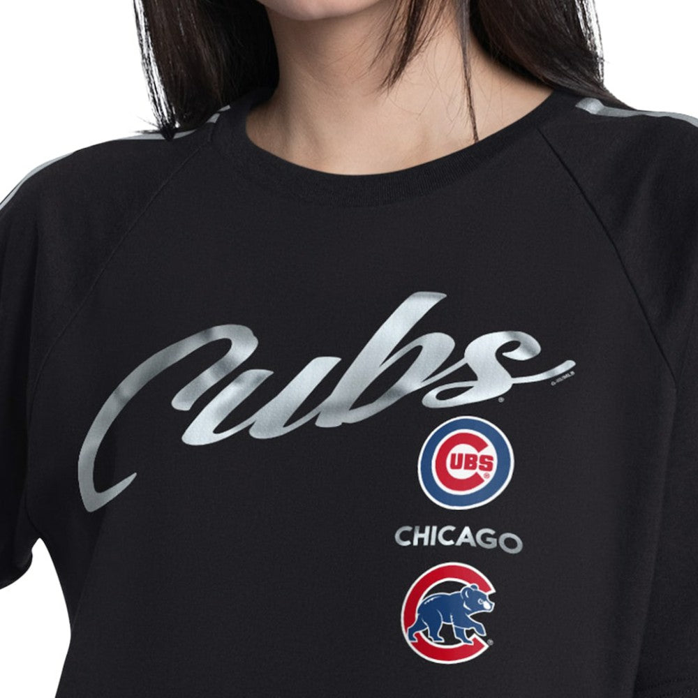 Chicago Cubs G-III 4Her by Carl Banks Women's Classic Play Cropped T-Shirt - Black T-shirts