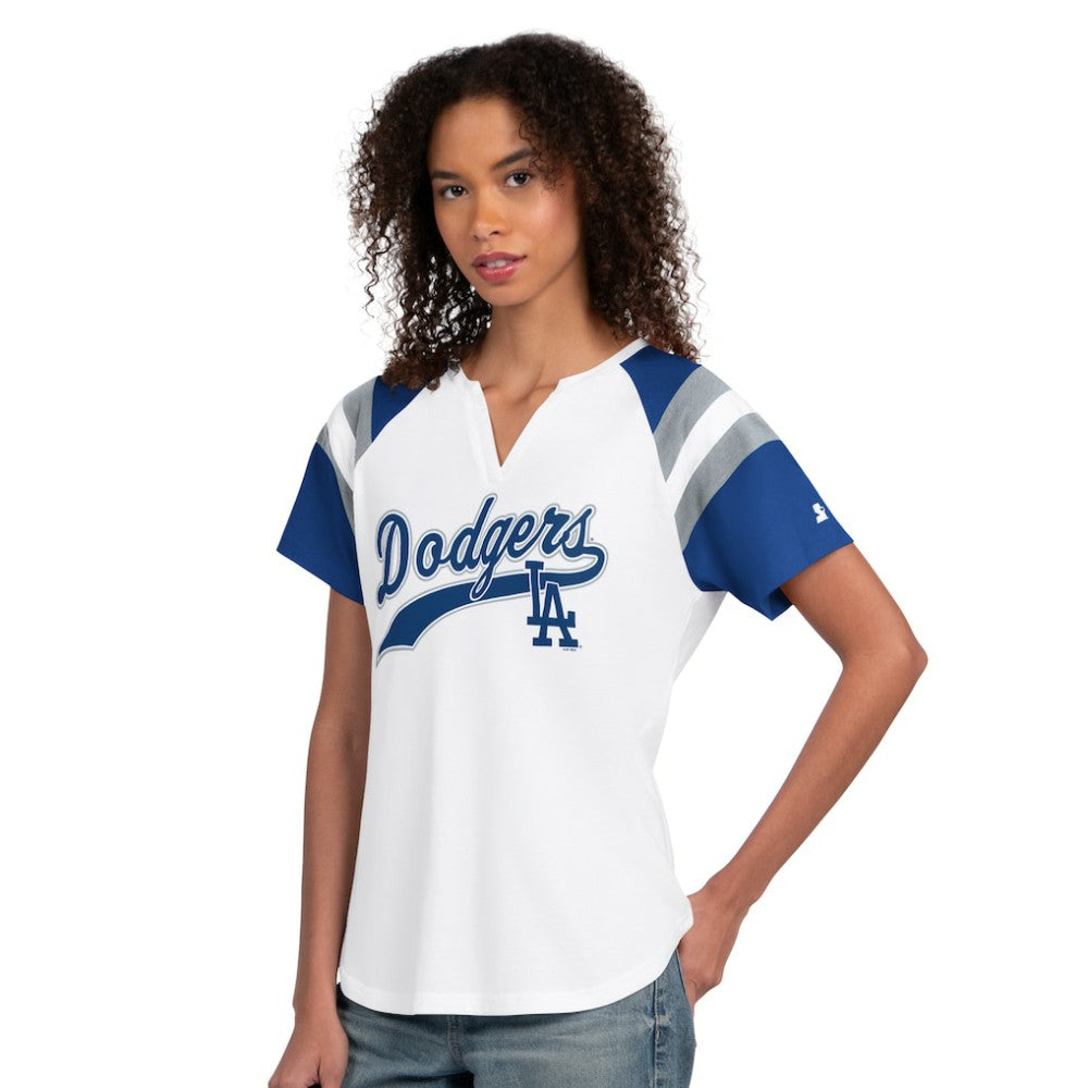 Los Angeles Dodgers Starter Women's Game On Notch Neck T-Shirt - White T-shirts