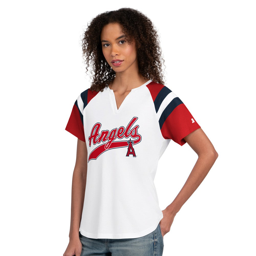 Los Angeles Angels Starter Women's Game On Notch Neck T-Shirt - White T-shirts