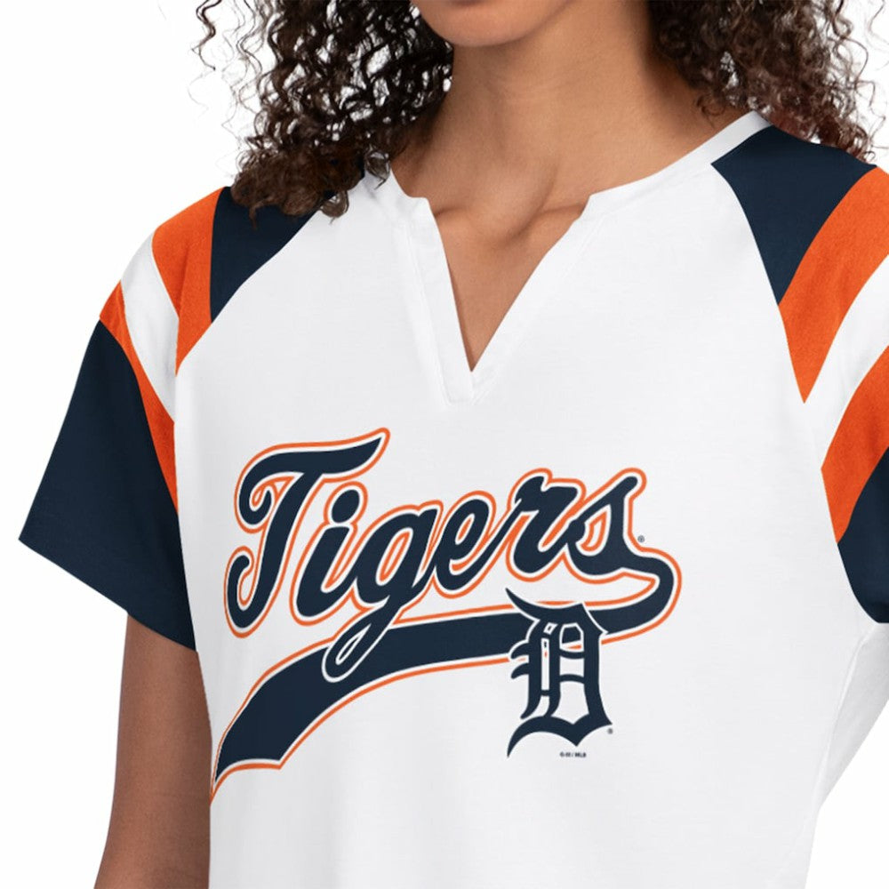 Detroit Tigers Starter Women's Game On Notch Neck T-Shirt - White T-shirts