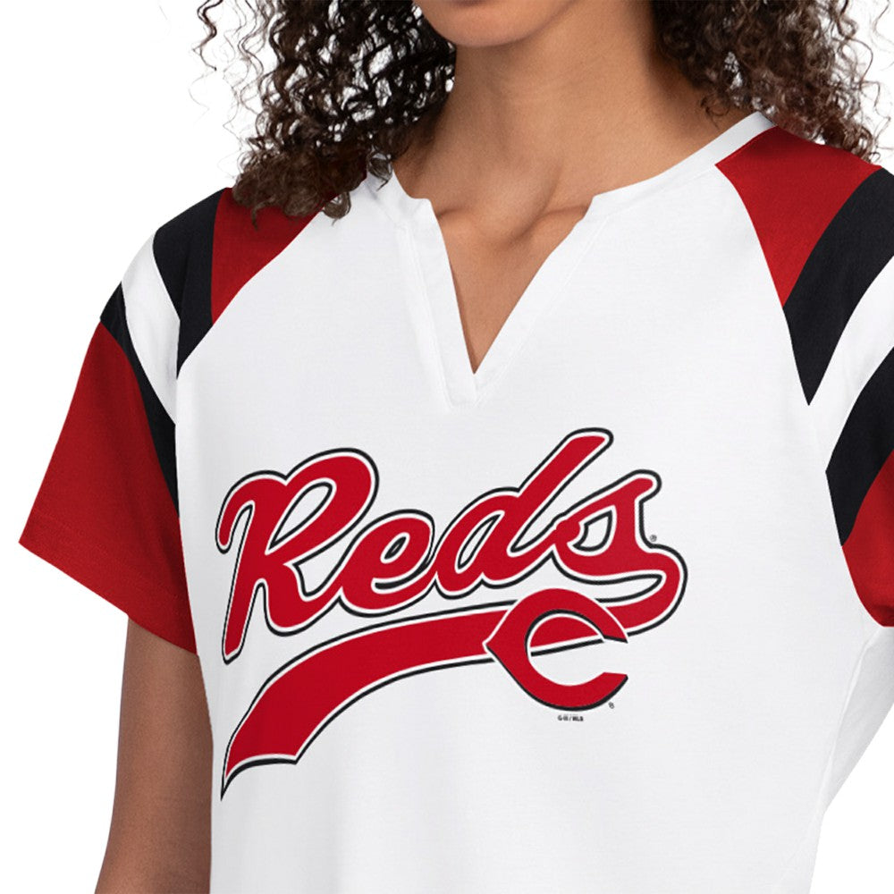 Cincinnati Reds Starter Women's Game On Notch Neck T-Shirt - White T-shirts