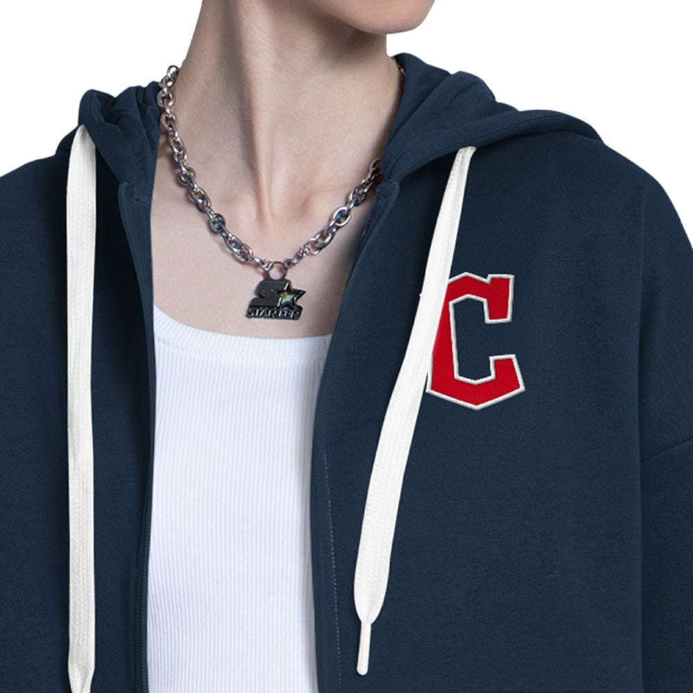 Cleveland Guardians Starter Women's Wishbone Full-Zip Hoodie - Navy/Heather Gray Hoodies